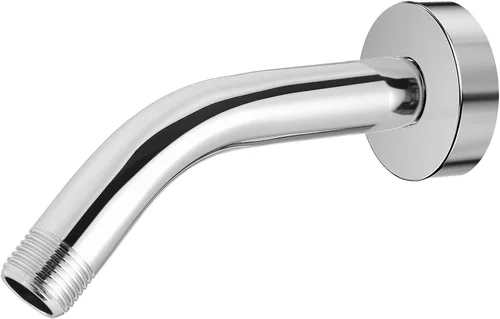 Brazo de ducha con brida, tubo de ducha montado en la pared, adecuado para ducha fija de repuesto y cabezal de ducha de mano (6 pulgadas, cromado)