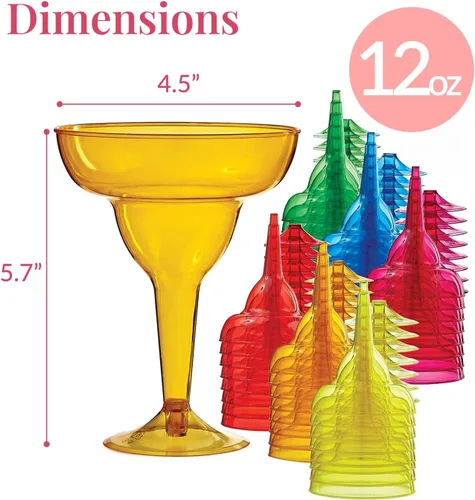 Miniatura 3 de Prestee 48 vasos de plástico desechables multicolor – Copas de cóctel duras de 12 onzas para fiestas del Cinco de Mayo, fiestas de tacos y Varios