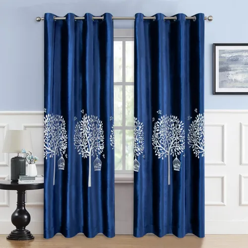 Miniatura 14 de VOGOL Cortinas traslúcidas blancas de 84 pulgadas de largo, cortinas de gasa ligeras bordadas de árbol para granja, 2 paneles de estilo campestre