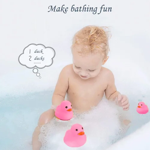 Miniatura 5 de 16 patos de goma rosa para niños, patos de goma chirriantes a granel, patos de goma para baby shower, decoración de patos de fiesta (2.2 pulgadas)