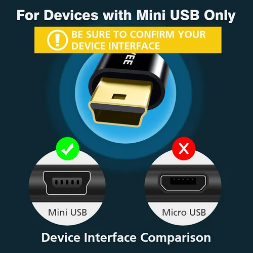 Miniatura 4 de AGVEE Paquete de 2 cables mini USB de 10 pies, cable de carga trenzado duradero USB-A a Mini-B para TI-84, Garmin GPS, Go-Pro Hero 4 3 2 HD