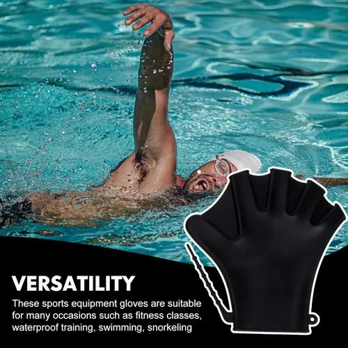 Miniatura 7 de Baluue 2 guantes de natación, guantes de natación acuática, para entrenamiento en agua, palmeados a mano, para hombres, mujeres, adultos, Negro
