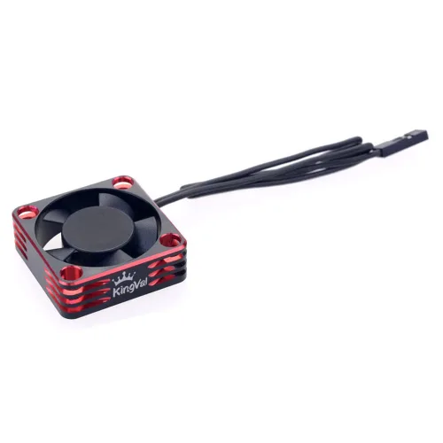 KingVal Ventilador de enfriamiento del motor de aluminio de 1.181x1.181x0.394 in 28000RPM para 1/8 1/10 1/12 RC Car 540 550 Motor (negro-rojo)