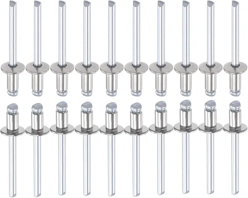 Miniatura 19 de DTGN Remaches ciegos de 0.126 in x 0.197 in (DxL) – Paquete de 100 – Bueno para la unión de maquinaria – Remache de extremo abierto de cúpula