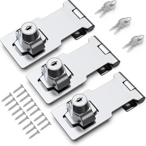 Miniatura 14 de Cerradura de cerrojo con llave de 2.5 pulgadas para armarios y puertas pequeñas, diseño de perilla giratoria, aleación de zinc resistente con hierro