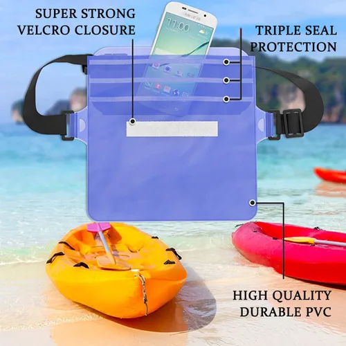 Miniatura 4 de CADONO Paquete de 2 fundas impermeables con correa ajustable para la cintura Bolsa seca sensible al tacto en pantalla, mantiene tu teléfono