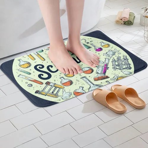 Miniatura 5 de Erosebridal Alfombras con temática científica para niños y niñas, tapete de baño con fórmula científica para el regreso a la escuela, estilo Multi 1