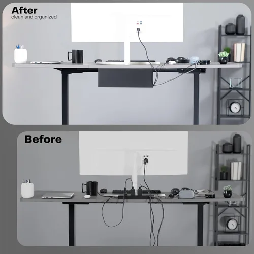 Miniatura 4 de VIVO - Bandeja de gestión de cables para debajo del escritorio de 17 pulgadas, soporte para extensión de alimentación, organizador de cables