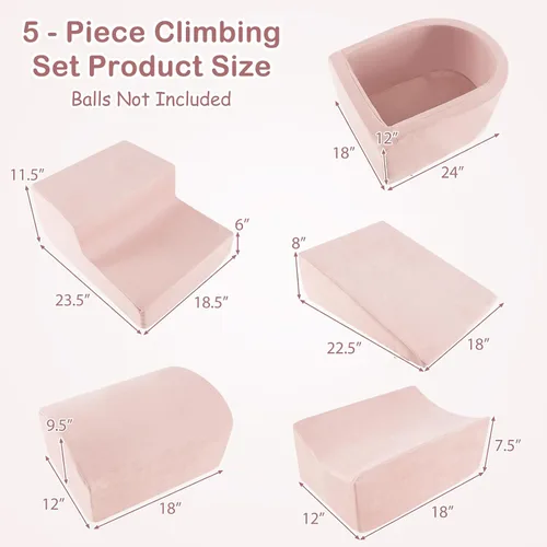 Miniatura 9 de INFANS Juguetes de escalada para niños pequeños, bloques de escalada de espuma y pozo de pelotas para bebé, 5 piezas de bloques de escalada y gateo