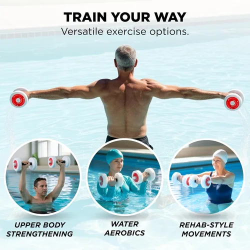 Miniatura 6 de THERABAND Water Weights, Aquatic Dumbbells for Pool Fitness, 2 Foam Weights with Padded Grip for Water Aerobics, Therapy, Workouts, Pool Exercise