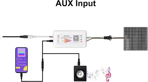 Miniatura 5 de SP107E Controlador de tira LED Bluetooth, controlador LED de música con AUX y micrófono - Compatible con WS2811 WS2812B SK6812-RGBW APA102 DMX512