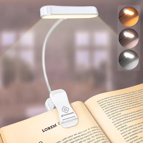 Miniatura 8 de Glocusent - Luz de libro horizontal ET-Head para leer en la cama, cuidado para los ojos, CRI 95, 3 colores y 5 niveles de brillo, luz de lectura