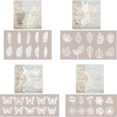 Miniatura 2 de 40 piezas de suministros para álbumes de recortes, papel de encaje, hojas de mariposa, serie de plumas, suministros de diario, papel decorativo