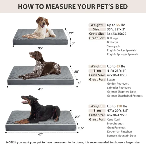Miniatura 6 de WNPETHOME Cama Ortopédica para Perro para Jaula, Cama Impermeable para Perros Extra Grandes con Funda Extraíble y Lavable, Camas para Jaula de Gris