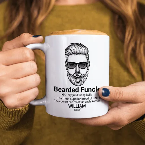 Miniatura 5 de CUBICER Tazas de café personalizadas con frases divertidas, vasos de hongos barbudos, nombre personalizado, tío de cerámica blanca, novedad, tazas