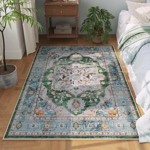 Miniatura 97 de Rugcomf Alfombra de pasillo de 2 x 6 pies, lavable, bohemio, suave, antideslizante, no desprende pelusa, lana sintética, estilo vintage para cocina