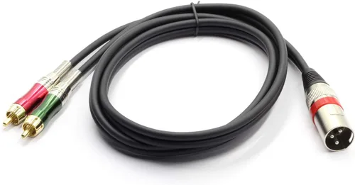 Miniatura 6 de XLR macho a 2 adaptadores de enchufe RCA Phono Cable de conexión divisor en Y, 1 XLR de 3 pines a conector RCA dual de audio estéreo (4.9 ft)