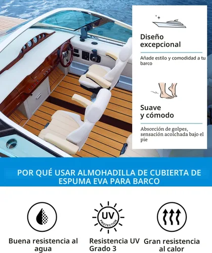 Miniatura 4 de OCEANBROAD Suelo de espuma EVA para barco con base adhesiva 3M, cubierta marina autoadhesiva de 96''x45.6''/36''/28.8''/16.8'', 48''x16.8'' hoja