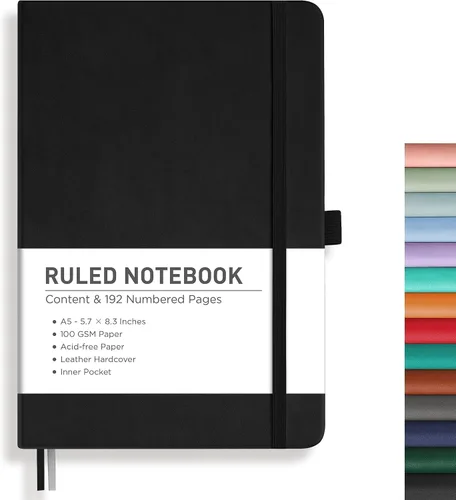 Miniatura 41 de RETTACY Cuaderno rayado, 192 páginas numeradas, tamaño A5 mediano (5.7 x 8.3 pulgadas), para hombres y mujeres, para hacer notas, escritura, trabajo