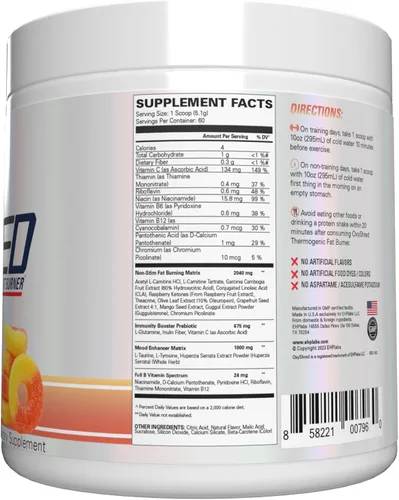 Miniatura 8 de EHP Labs OxyShred - Polvo termogénico para antes del entrenamiento y suplemento para adelgazar no estimulante con L-glutamina y acetil-L-carnitina