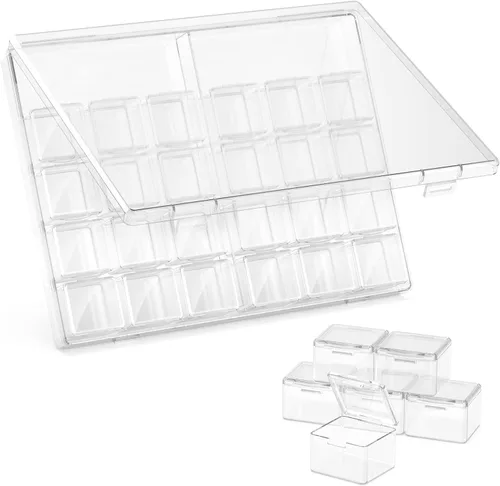30 paquetes de contenedores organizadores apilables de plástico con tapas, mini recipientes para almacenamiento de cuentas, purpurina, limo, pintura