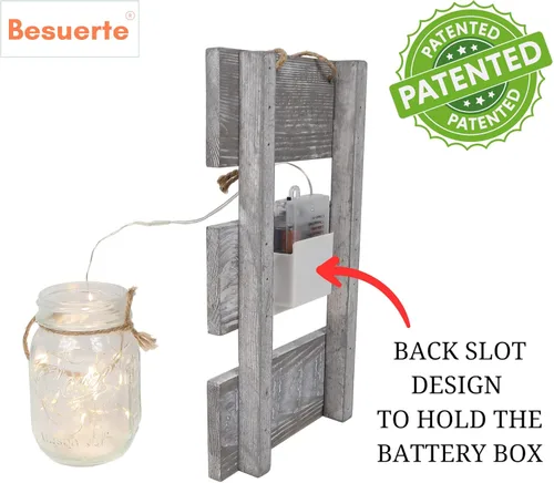 Miniatura 5 de Conjunto de Decoración de Pared Rústica de Dos Piezas - Apliques de Frasco Mason con Luces de Hadas LED y Flor de Rosa, Decoración del Hogar Arte