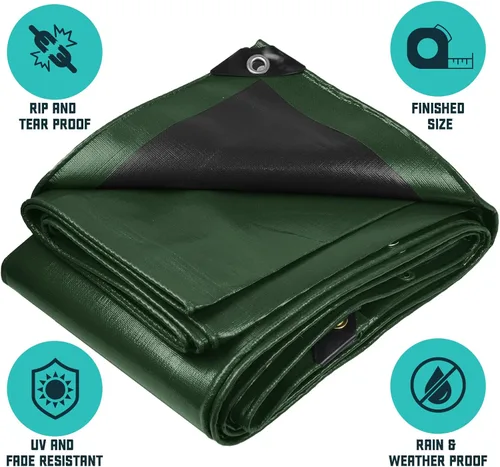 Miniatura 2 de Core Tarps - Lona resistente de 16 mm. / .62 pulgadas, impermeable, resistente a los rayos ultravioleta, a prueba de rasgaduras y roturas, lona