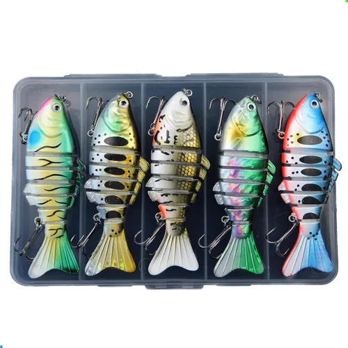 Miniatura 8 de Señuelos de pesca multiarticulados para lubina, trucha, perca, hundimiento lento, realista, señuelos de natación, caja de aparejos de agua dulce