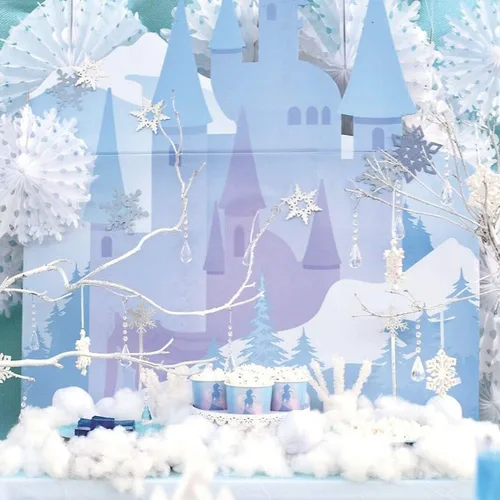 Miniatura 2 de Fun Express Winter Princess Castle - Decoración de fiesta de cumpleaños de Frozen y telón de fondo de cabina de fotos Pantalla grande de 44 x 55