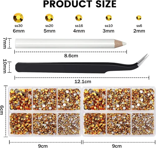 Miniatura 4 de Briskbloom 10000 diamantes de imitación dorados brillantes para manualidades, zapatos, ropa, diamantes de imitación dorados con parte trasera plana