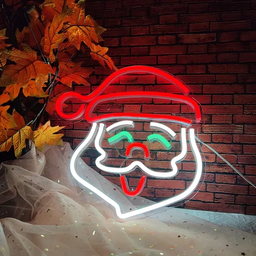 Miniatura 7 de Letrero de neón de Papá Noel, letreros de neón LED de Navidad para decoración de pared, letreros de luz de neón acrílico de Navidad con USB/Swicth