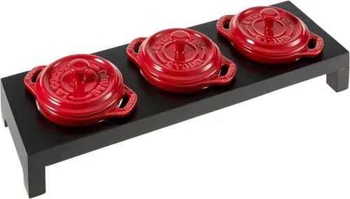 Miniatura 9 de STAUB Cerámica Horno holandés 3 piezas Mini Round Cocotte, Cereza