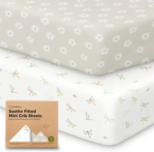 Miniatura 24 de 2 paquetes de sábanas ajustadas para mini cuna - 38x26 sábanas Pack N Play para colchón Pack and Play, algodón orgánico, ropa de cama transpirable