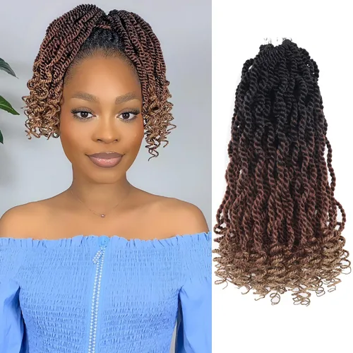 Miniatura 38 de Cabello rubio de ganchillo para mujeres negras, trenzas senegalesas onduladas de ganchillo de 12 pulgadas, trenzas kinky de ganchillo cortas 27613
