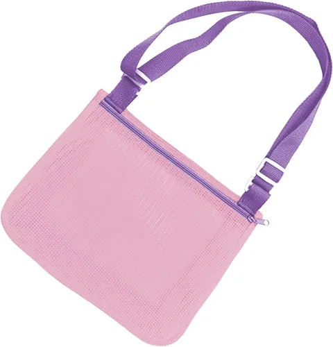 UTTPLL Bolsa de playa de malla colorida ajustable para niños, bolsa de red de secado rápido para conchas marinas que recolecta arena juguete Rosa y