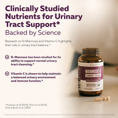 Miniatura 6 de Mannose-C - D-manosa orgánica + vitamina C de alimentos integrales, suplemento natural de apoyo para las infecciones urinarias para enjuagar