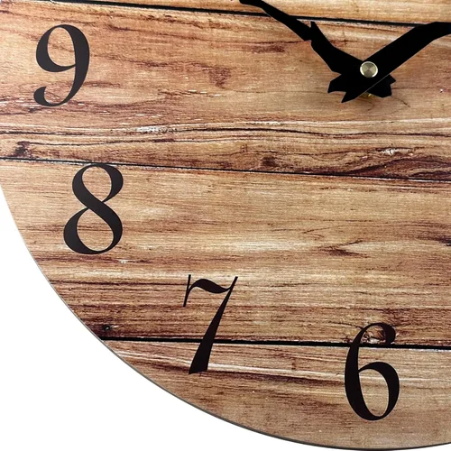 Miniatura 4 de Plumeet Reloj de Pared Pequeño, Relojes de Pared de Madera Sin Marco de 10'', con Movimiento de Cuarzo Silencioso, Relojes Rústicos de Nogal