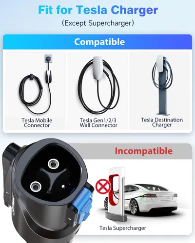 Miniatura 3 de EVDANCE Adaptador de Carga NACS a J1772 - Máx 80 Amp y 250V Adaptador EV J1772 Compatible con Conectores Tesla de Alta Potencia, Cargadores de Negro