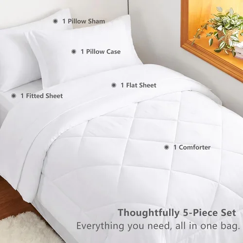 Miniatura 297 de CozyLux Juego de edredón tamaño King, color naranja quemado, toda la ropa de cama en una sola bolsa, 7 piezas: edredón, fundas de almohada