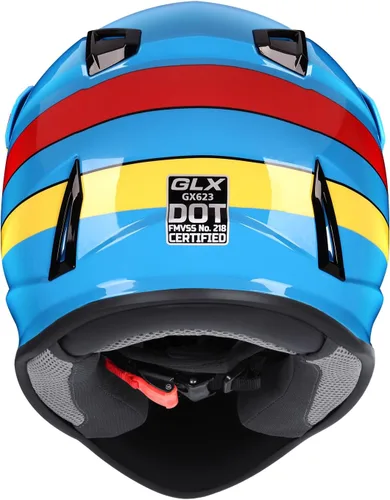 Miniatura 3 de GLX GX623 Combo de Casco para Jóvenes ATV/Dirt Bike - Azul Retro, Mediano - DOT retro azul