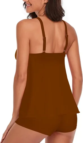 Miniatura 3 de Trajes de baño para mujer, tankini para dos piezas, blusa sin mangas con pantalones cortos