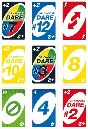 Miniatura 6 de Mattel Games Juego de cartas UNO Dare para familias y fiestas con desafíos desafiantes y tontos de 3 categorías diferentes