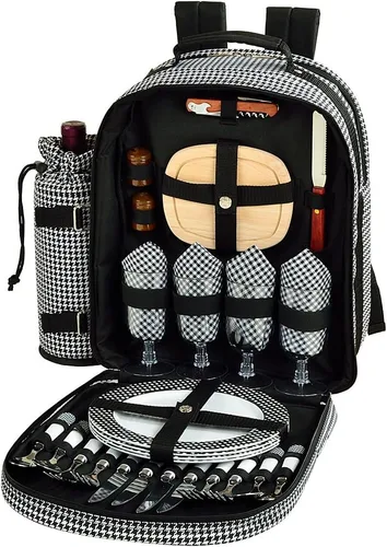 Miniatura 9 de Picnic at Ascot - Mochila de picnic para 4 personas con refrigerador y soporte aislado para vino - Tweed oliva oliva (Olive Tweed)