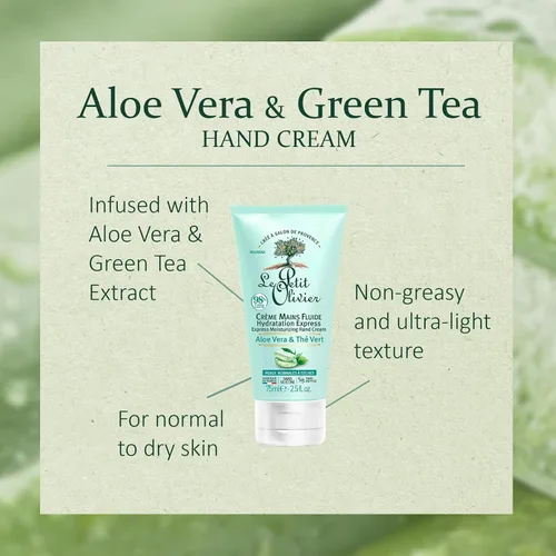 Miniatura 4 de Le Petit Olivier Crema hidratante para manos Express - Aloe Vera y té verde - Hidratación expresa - Sin sensación grasa o pegajosa - La piel es