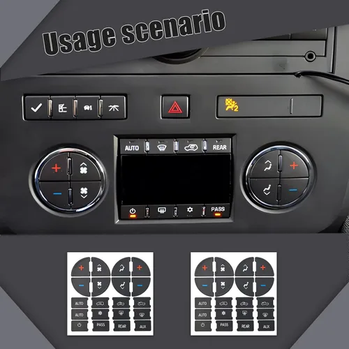 Miniatura 7 de 2 Paquetes Kit de Reparación de Botones del Tablero de CA Calcomanías Adhesivas - Compatible con Chevy, para Reparar Botones de Control de A/C 2 pzas