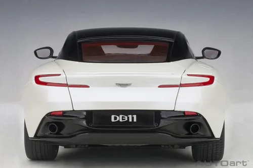 Miniatura 9 de Autoart Aston Martin DB11 Morning Frost White Metallic con parte superior negra e interior rojo modelo 1/18