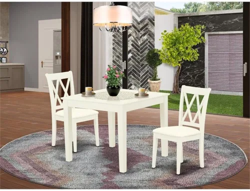 Miniatura 2 de East West Furniture OXCL3-LWH-C - Juego de mesa de comedor de 3 piezas contiene una mesa de cocina cuadrada y 2 sillas de comedor tapizadas de tela