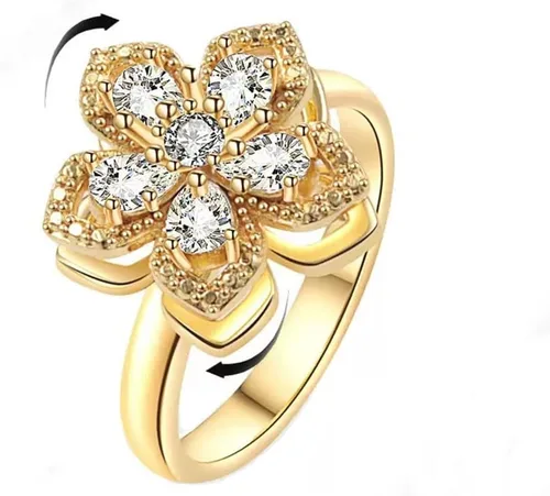 Miniatura 24 de Sunflower Ring Spinning Fidget Rings for Anxiety Open Adjustable Spinner Sun Ring Creative Relieving Stress Rotating Jewelry