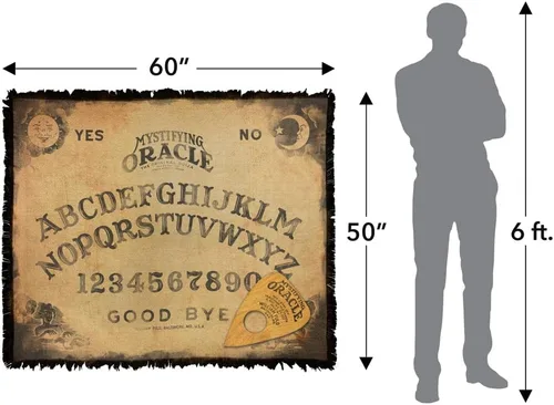 Miniatura 2 de LOGOVISION Ouija - Manta de 50 x 60 pulgadas, tapiz vintage de mezcla de algodón con flecos