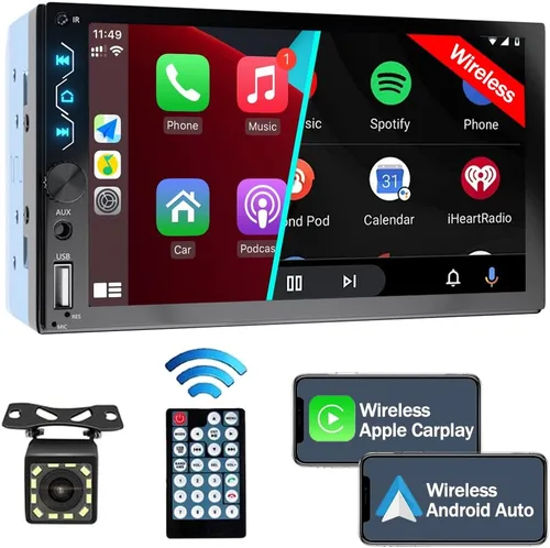 Miniatura 7 de Radio de coche con pantalla táctil de 7 pulgadas con Apple Carplay y Android Auto - Bluetooth, cámara de respaldo, enlace espejo, SWC